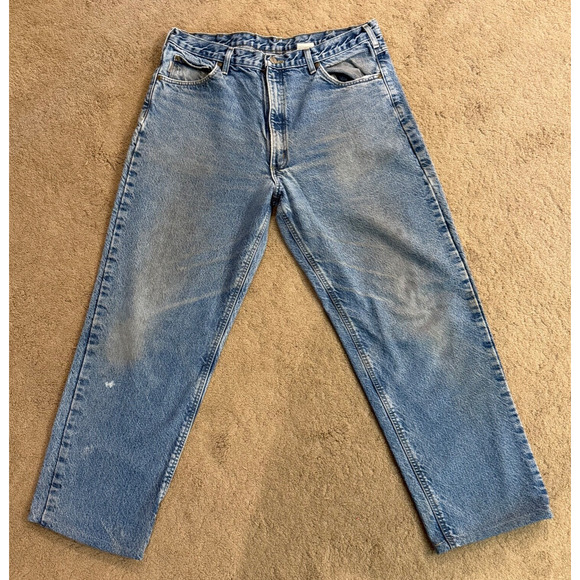 Vintage Carhartt Flannel Lined Jeans Mens Blue Denim 38x29 Made In USA - Picture 2 of 10